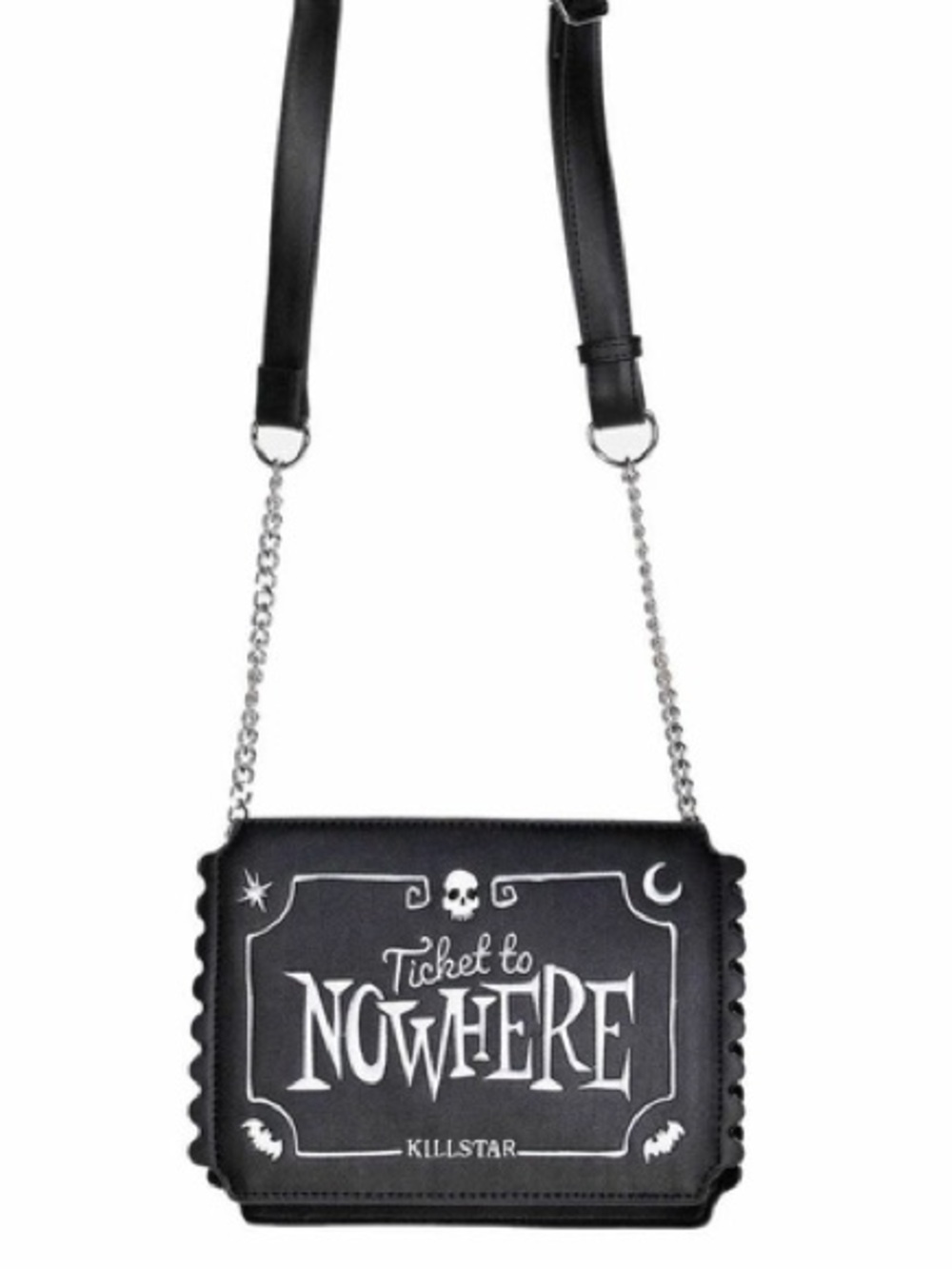 Killstar Rare Goth Punk Ticket to Nowhere Skull Bat Purse 🖤